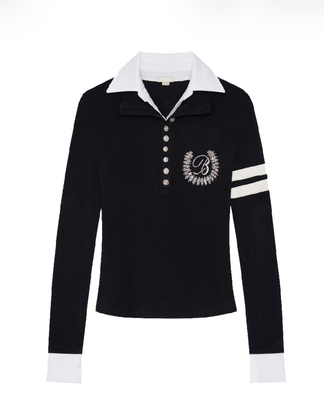 본네 비디드 더블 칼라 탑 블랙  상품이미지1