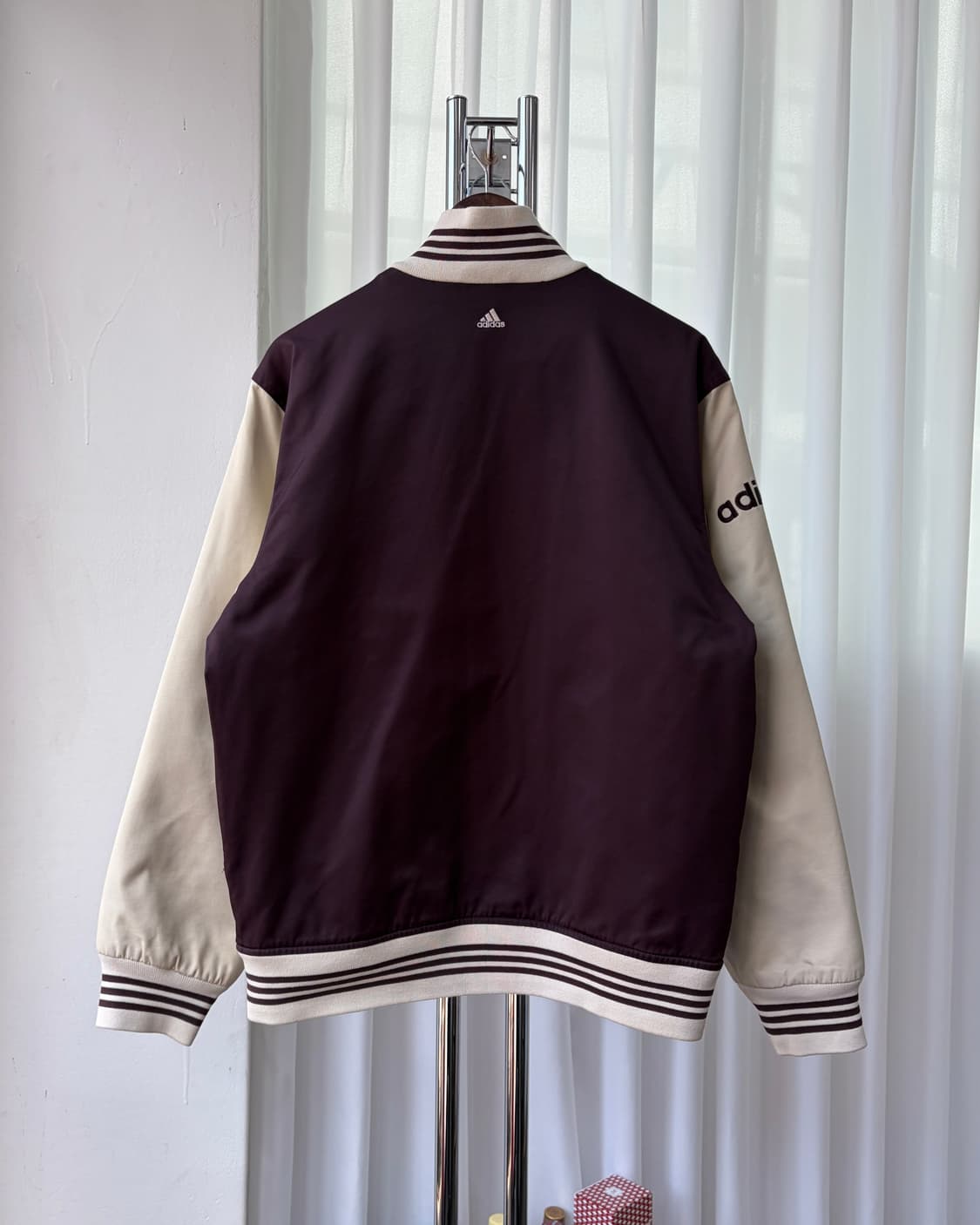 [L]아디다스 올드스쿨 버건디 크림 블루종 자켓 상품이미지7