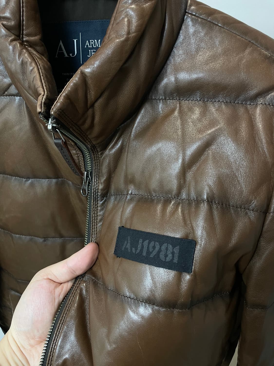 (M) Armani Jeans 아르마니 진스 브라운 투웨이 양가죽 패딩 상품이미지3