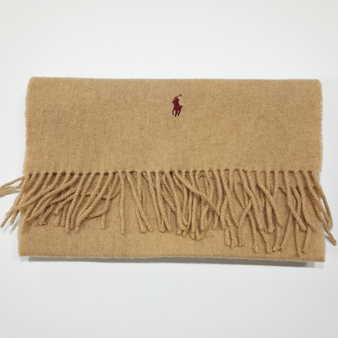 MX593 폴로 90s 스코틀랜드판 램스울 버건디포니 카멜 머플러 목도 상품이미지7