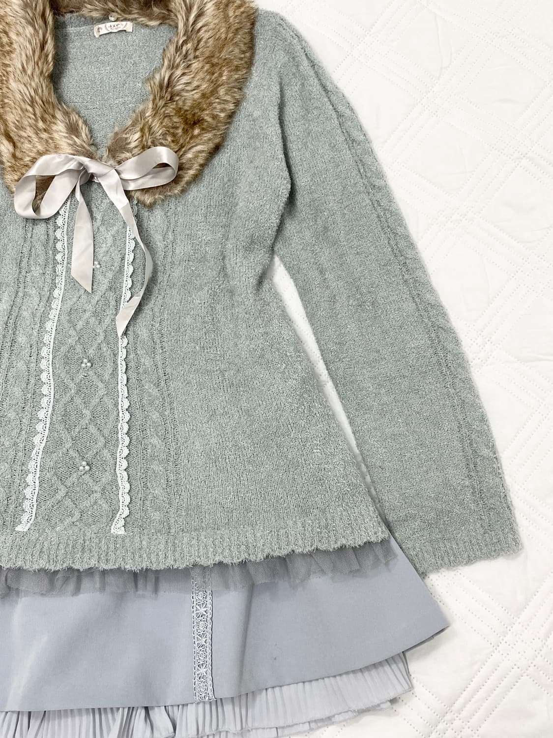 ꒰ঌ 엑시즈팜 로걀 리본 니트 세트 ໒꒱ 상품이미지4