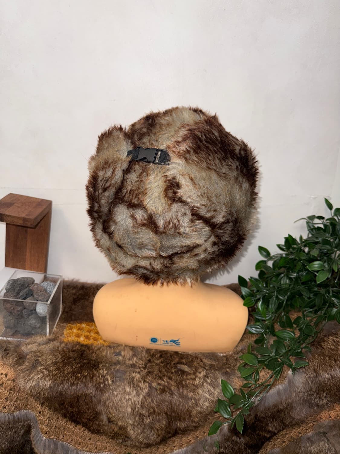 Mixed blue brown faux fur trapper hat 상품이미지3