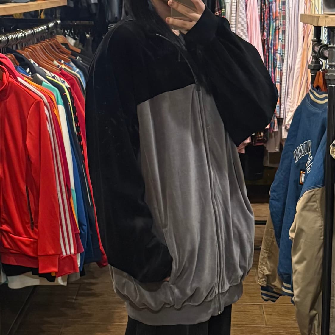 [HI] VTG 벨벳져지 그레이&블랙 배색 상품이미지5