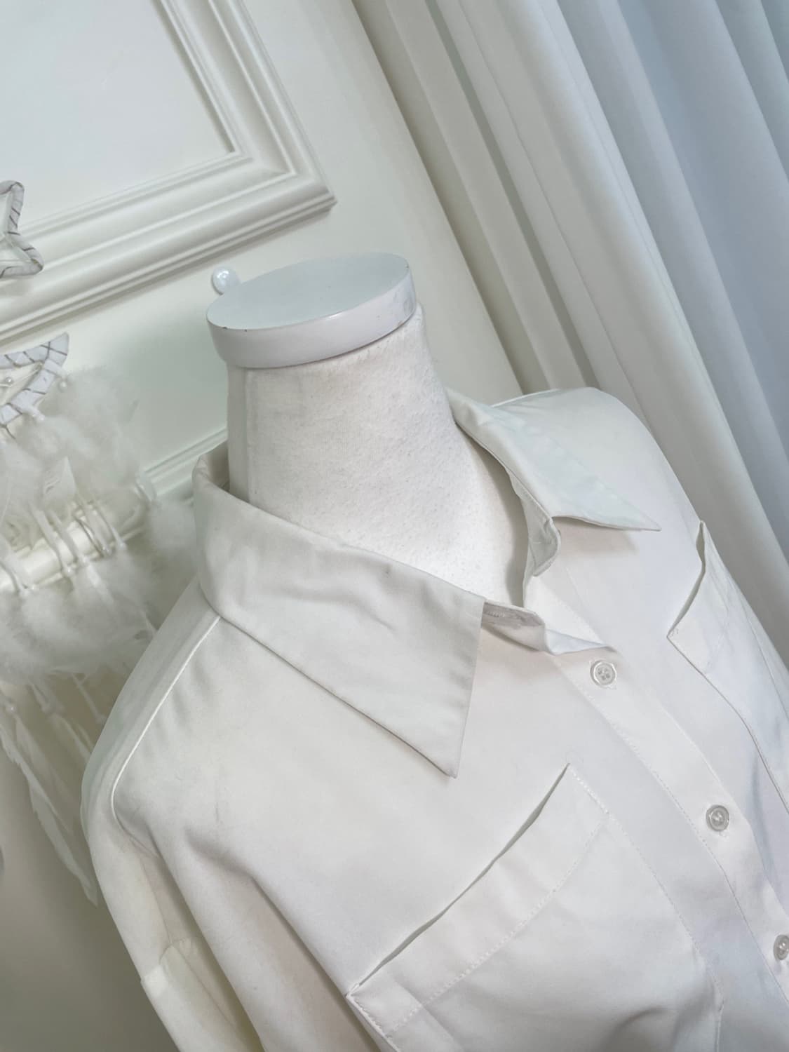 white basic pocket pleats over shirt 상품이미지6