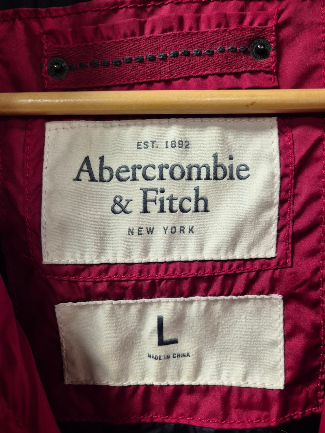 *무료배송* 아베크롬비 다크레드 덕다운 패딩 조끼 L사이즈(상태A급) 상품이미지5