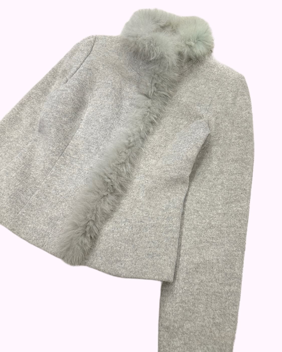 grey fur treaming short coat 상품이미지2