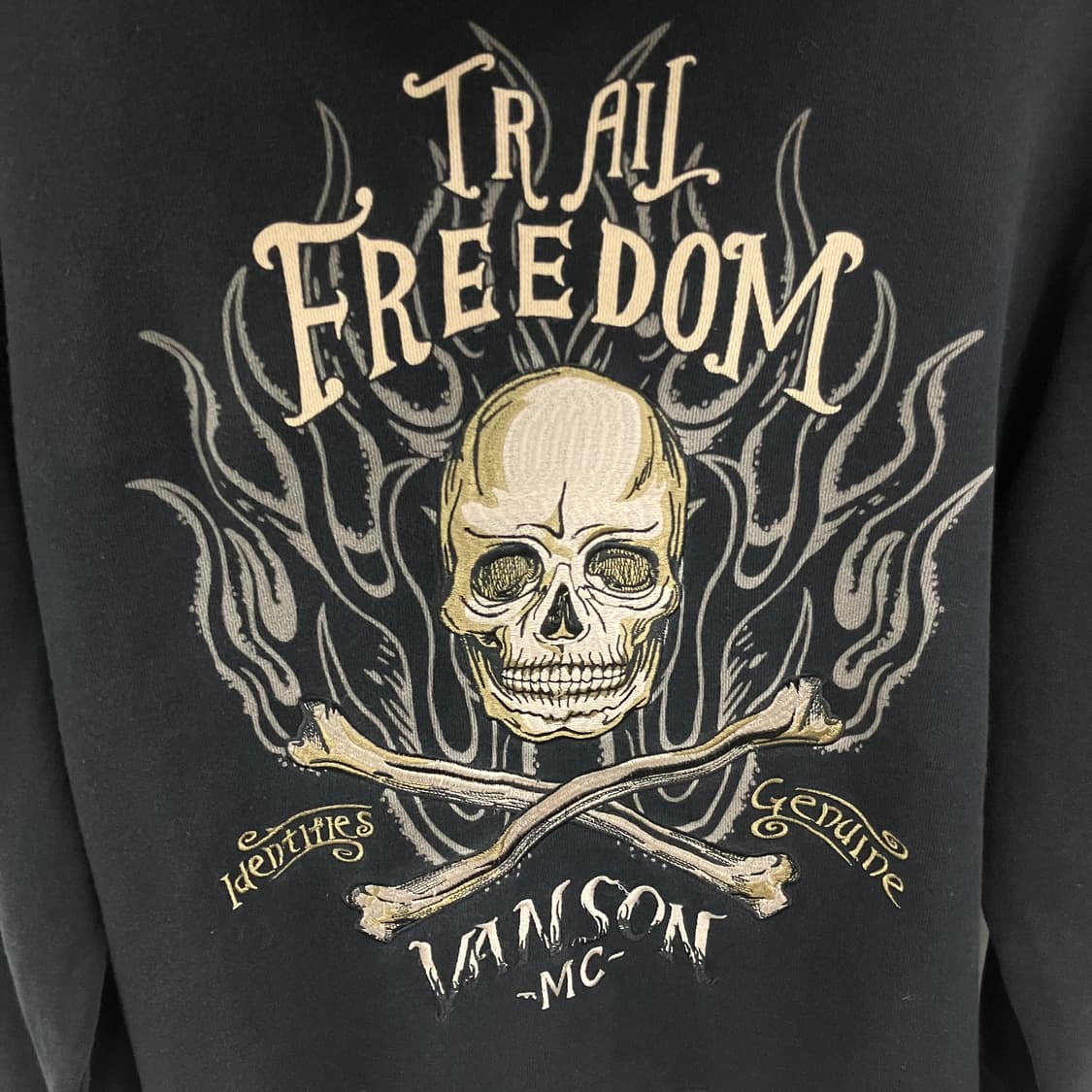 밴슨 레더 블랙 스컬 자수 후드 집업 L 상품이미지7