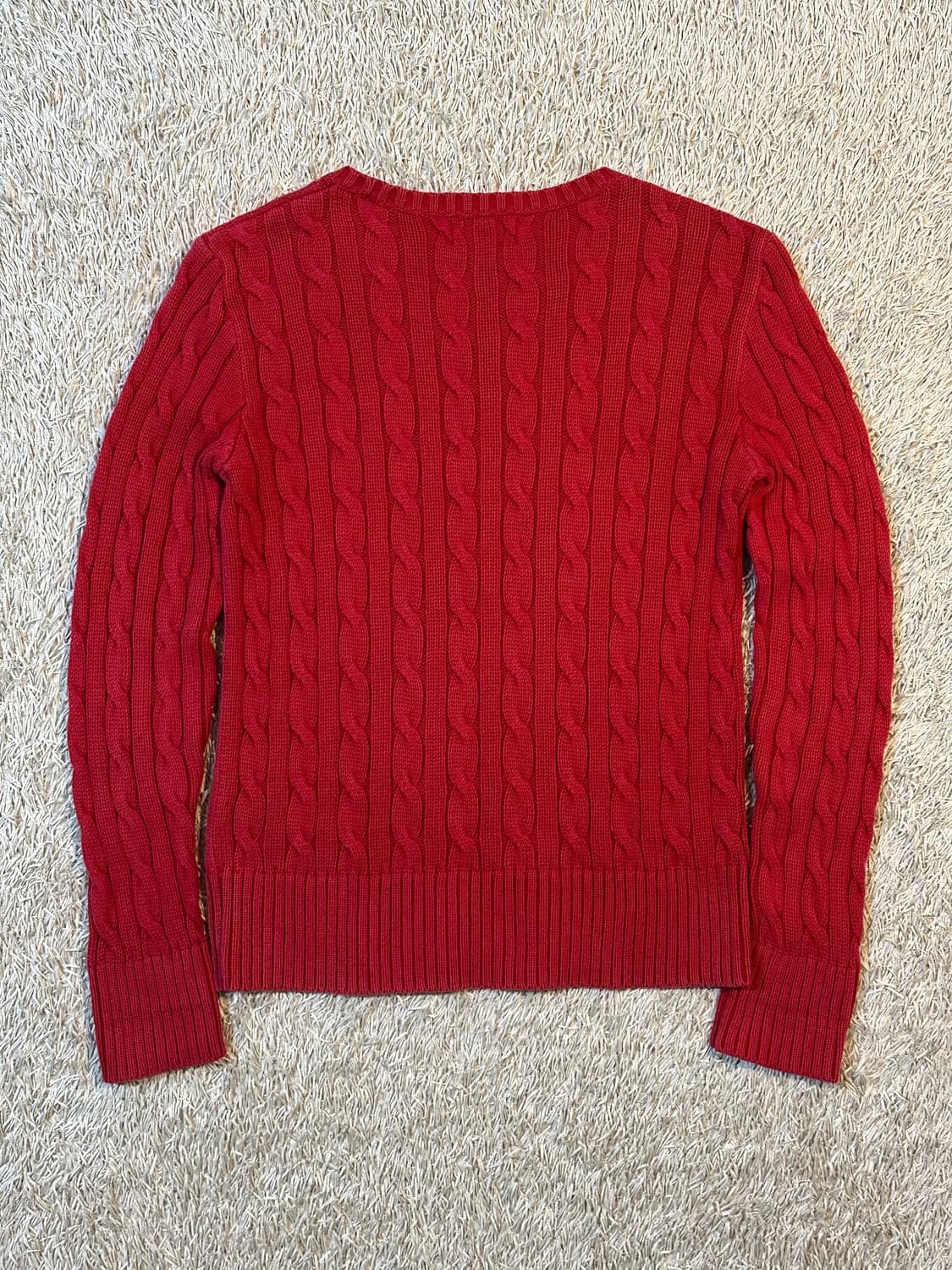 폴로 랄프로렌 신형 네이비포니 케이블 코튼 꽈배기 니트 레드 상품이미지3