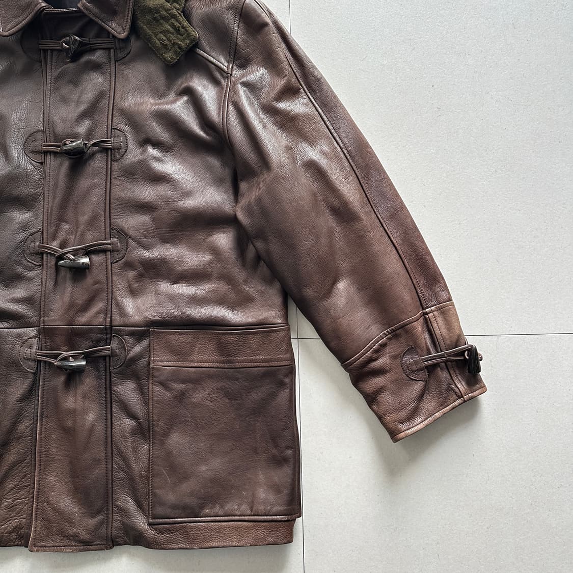 90s 프랑스생산 맥더글라스 빈티지 가죽 더플자켓 후 상품이미지3