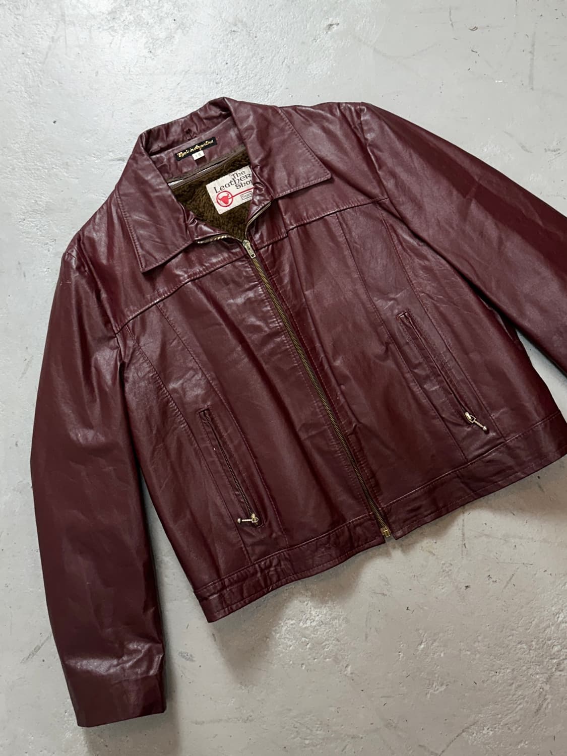 80's 시어스 버건디 크롭 레더자켓 빈티지 레더 자켓 상품이미지5
