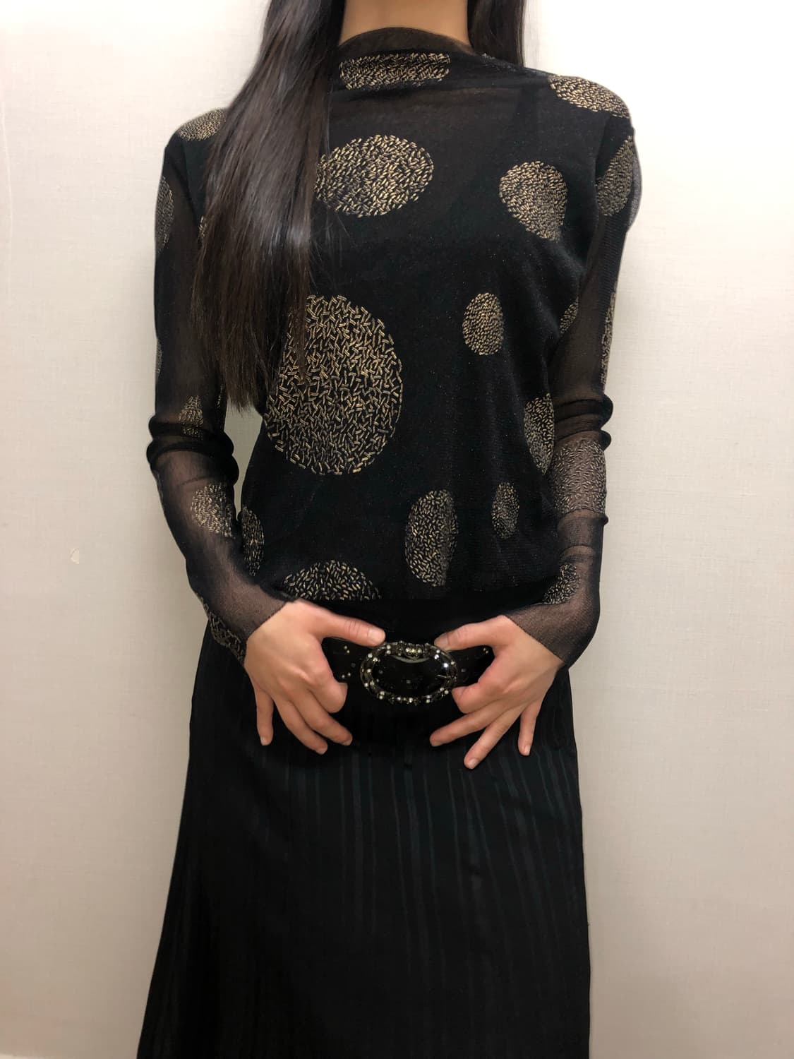 빈티지 블랙 오리엔탈 시스루 탑 상품이미지1