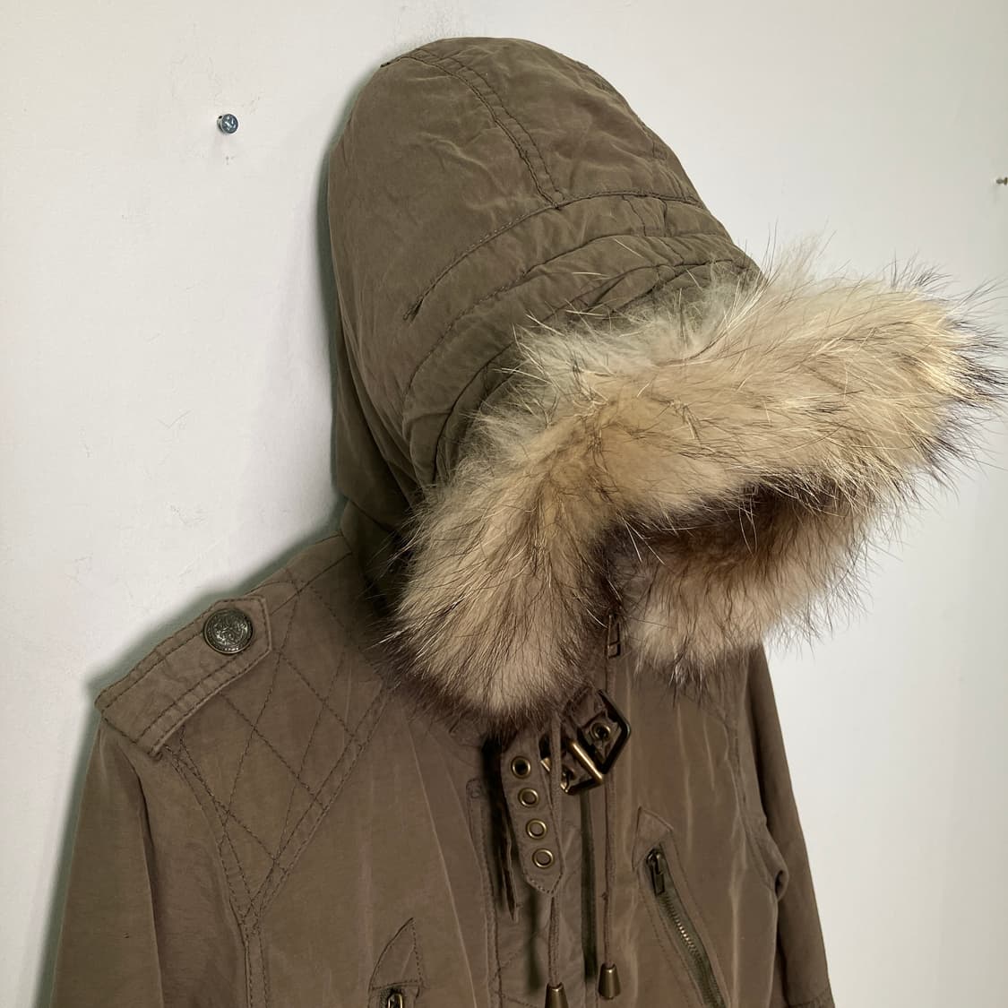 VTG 빈티지 카키 후드 퍼 롱야상 점퍼 M 상품이미지3