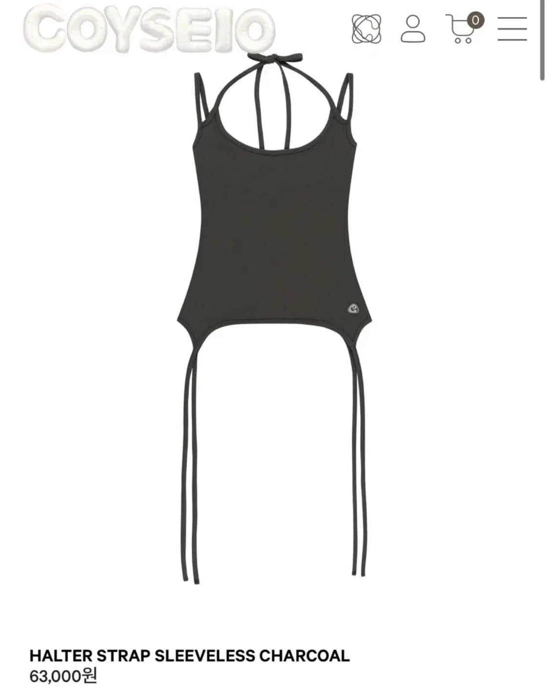 코이세이오 STRAP SLEEVELESS CHARCOAL 상품이미지1