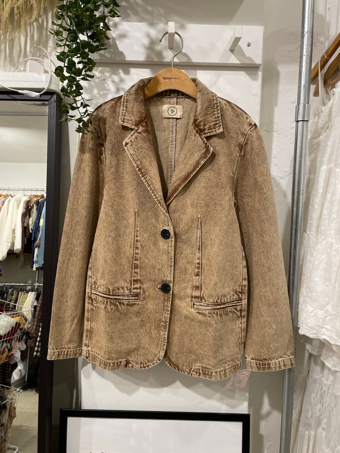 브라운 워싱 버튼 자켓 상품이미지6