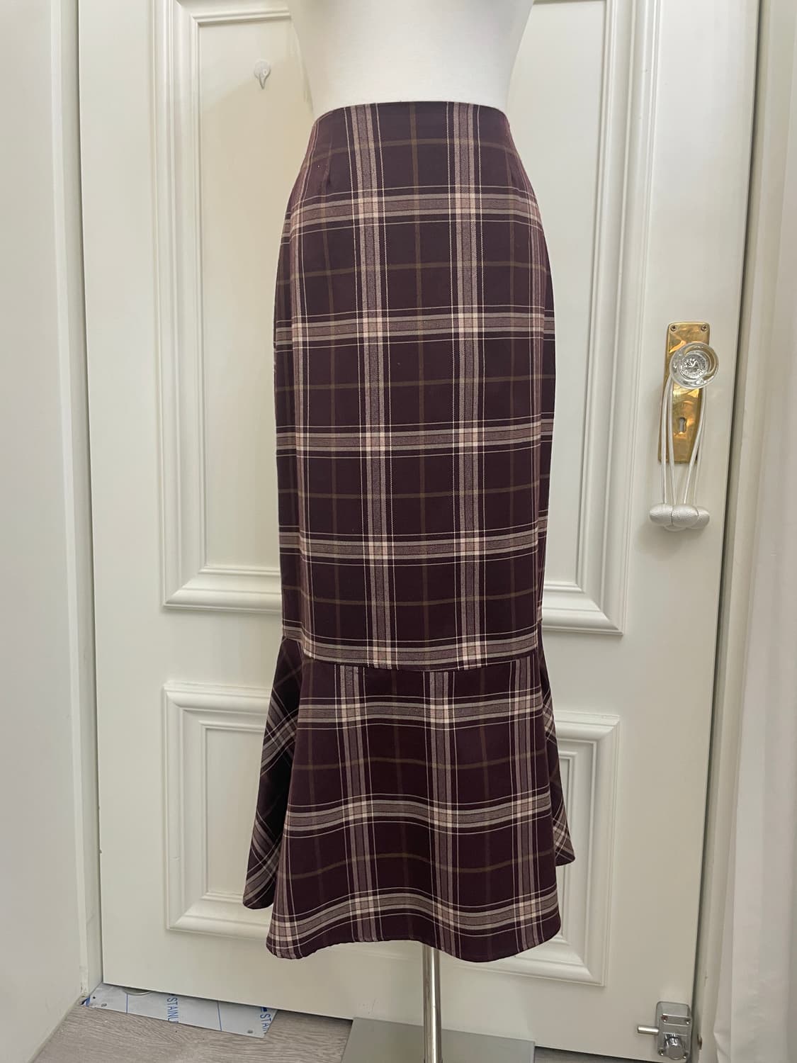 INGNI wine pink check flare cotton long 상품이미지5
