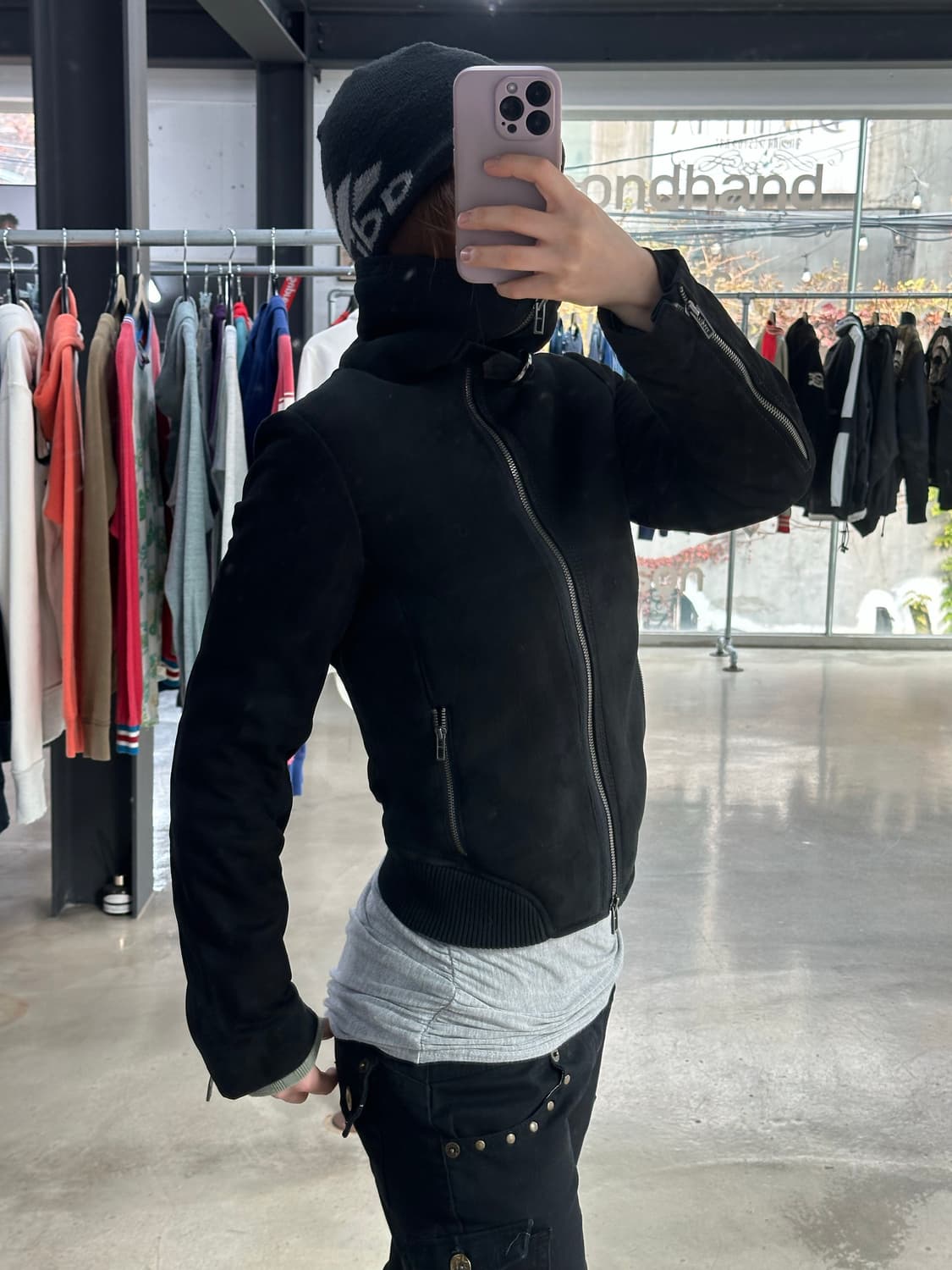 아르마니익스체인지 하이넥 매트 양가죽자켓 상품이미지1