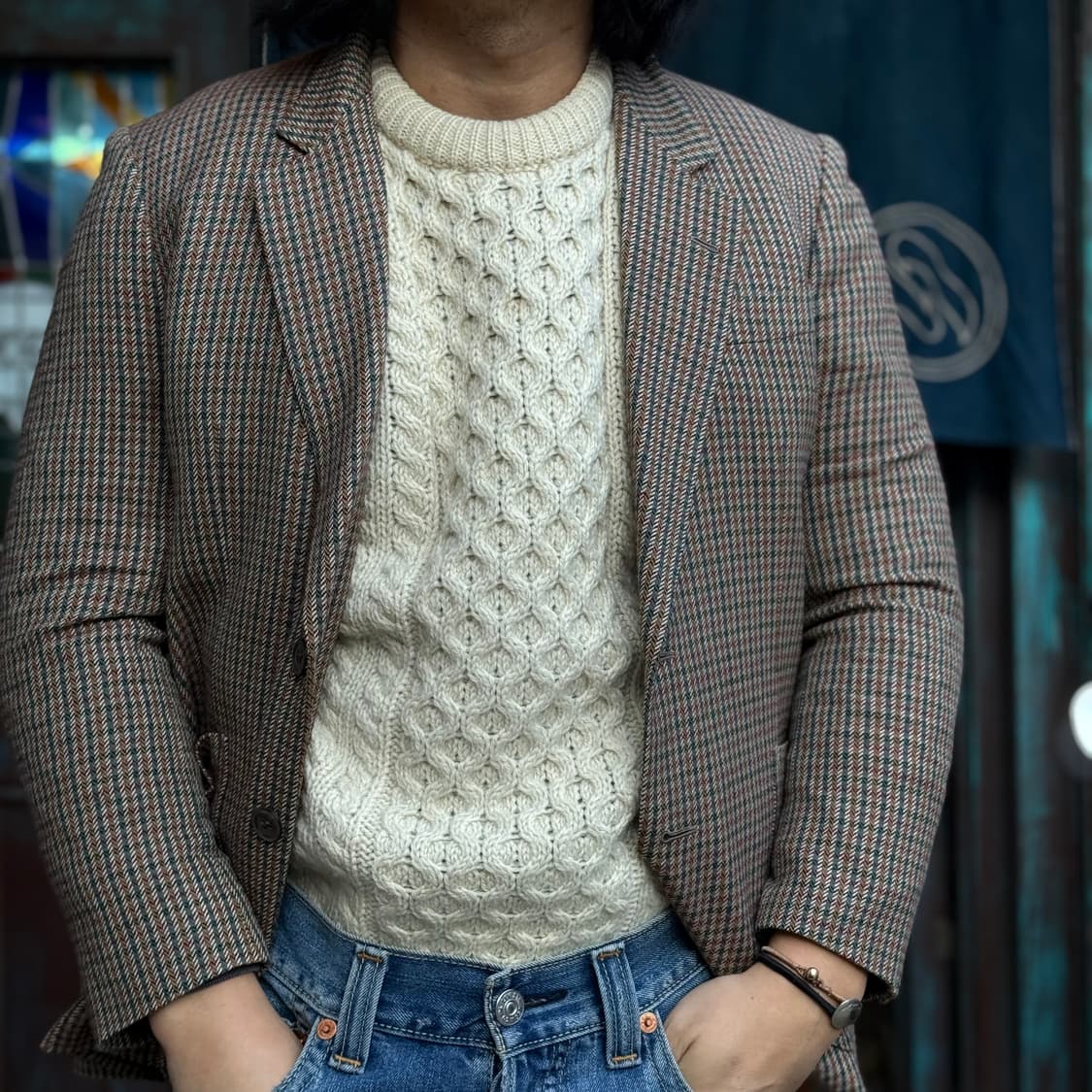 80‘s 코지마 맨즈 트위드 울 자켓 95-100 상품이미지8