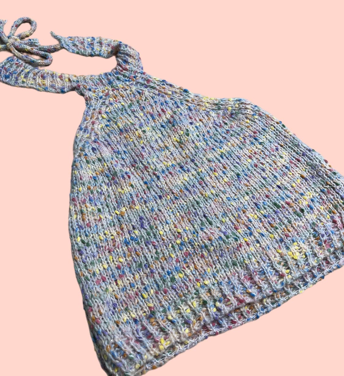 무지개 팝콘 홀터넥 니트 탑 상품이미지1