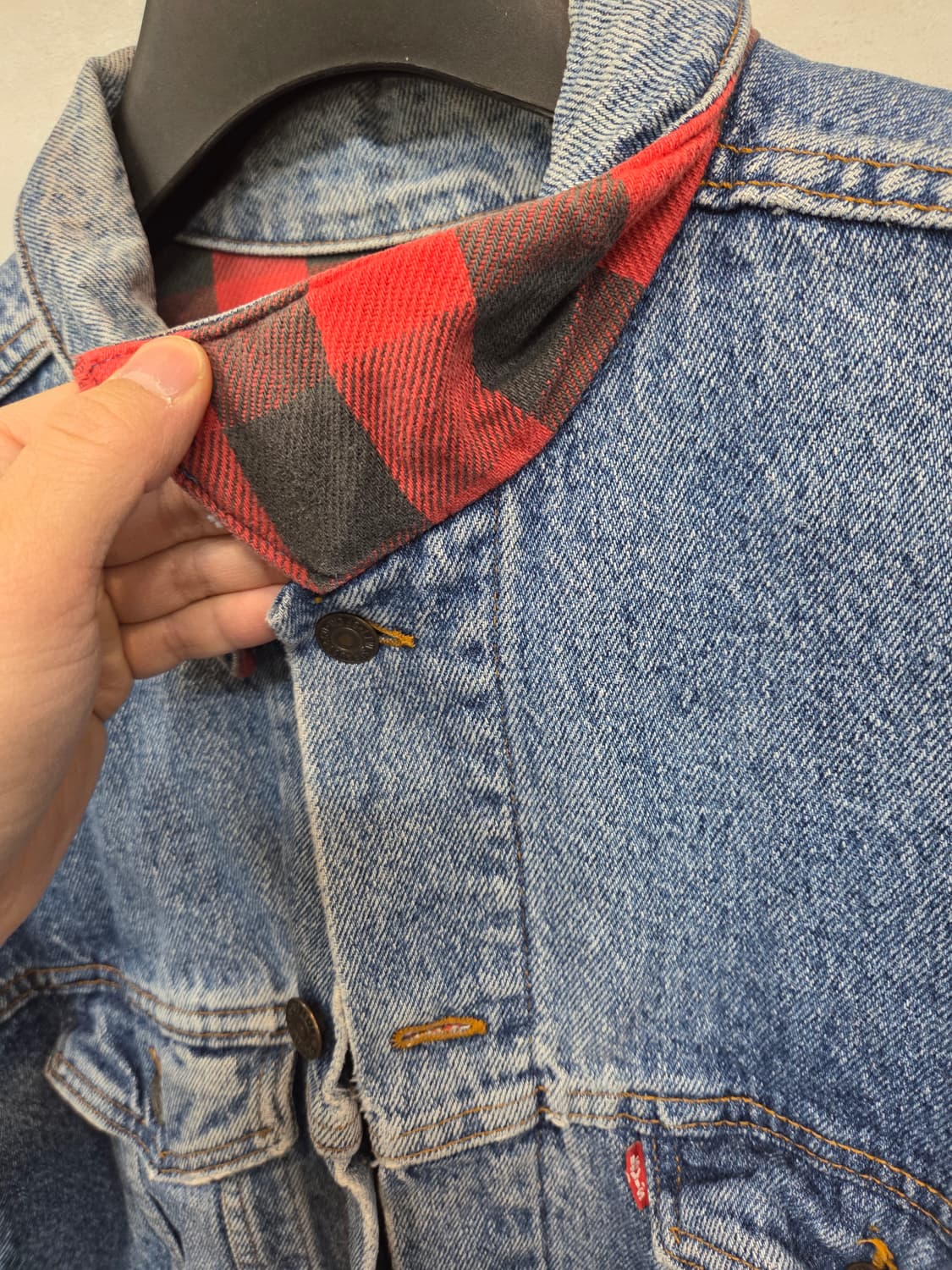 리바이스 빈티지 90s 블랭킷 버팔로 체크 데님자켓 xl 상품이미지7