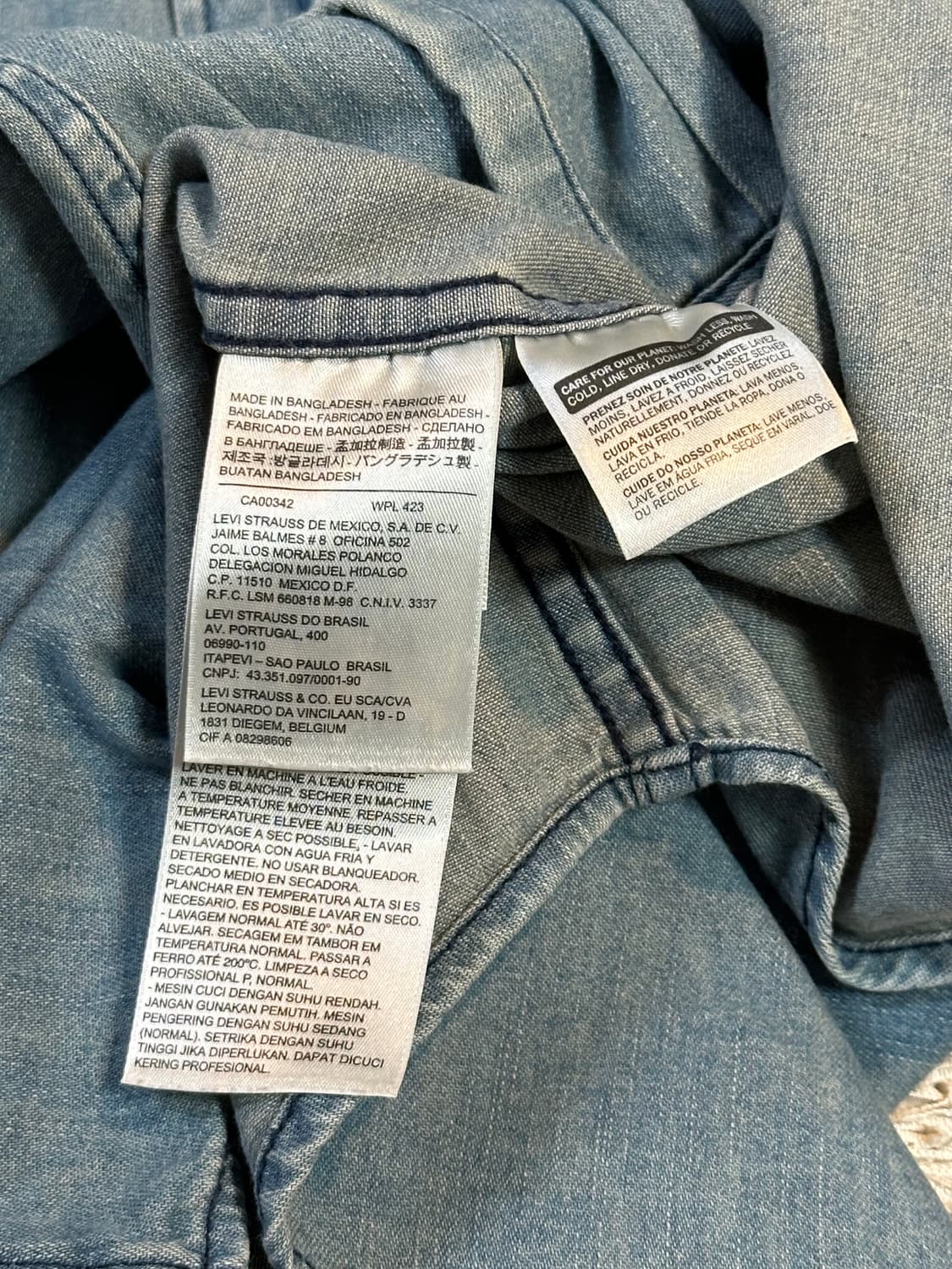 리바이스 LEVIS 웨스턴 투포켓 데님 셔츠 연청 상품이미지6