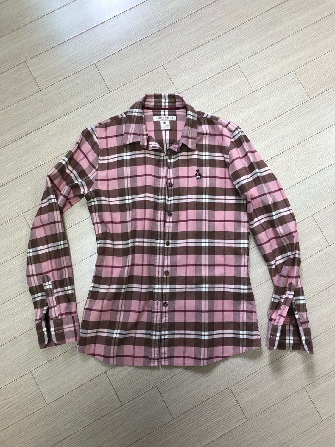 M 티니위니 핑크 체크 셔츠 남방 y2k 빈티지 상품이미지1