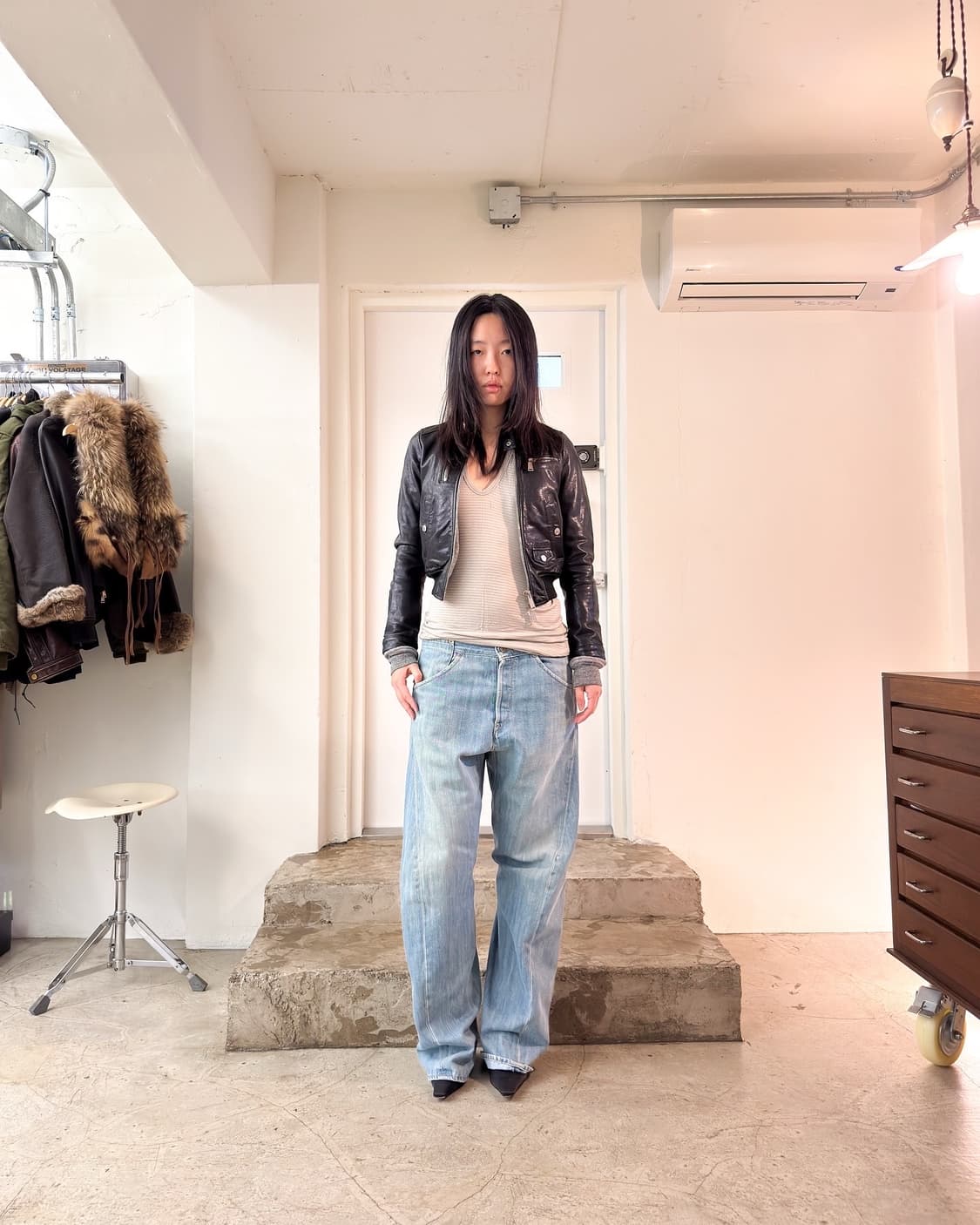 Dsquared2 Black Leather Biker Jacket/ 38 상품이미지1