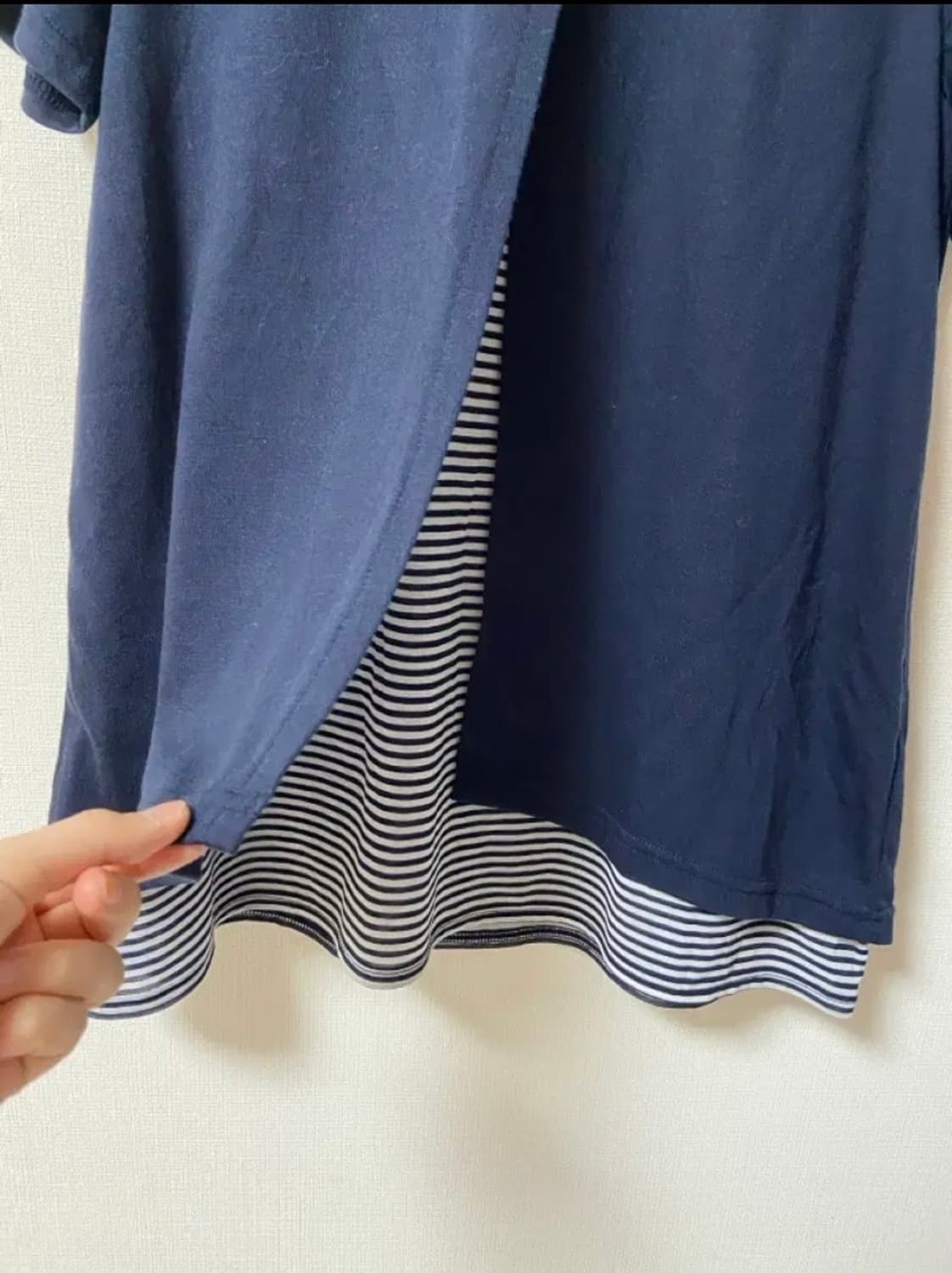 일본 빈티지 모리걸 스트라이프 바선생 반팔 티셔츠 상품이미지2