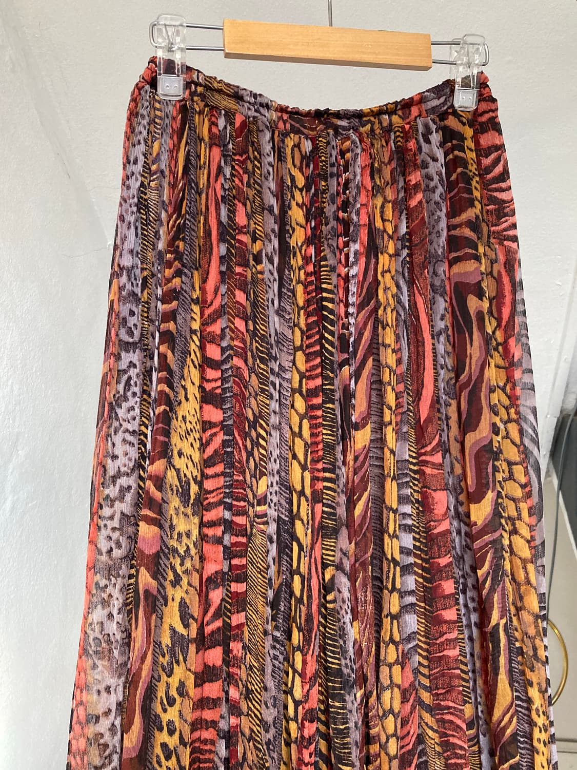 호피 실크 플리츠 롱 스커트 상품이미지2