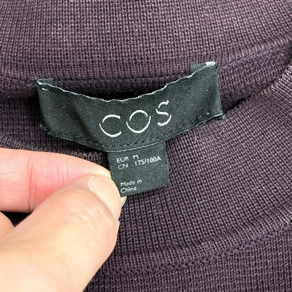 COS 버건디 코튼 라운드넥 긴팔티 M 상품이미지4