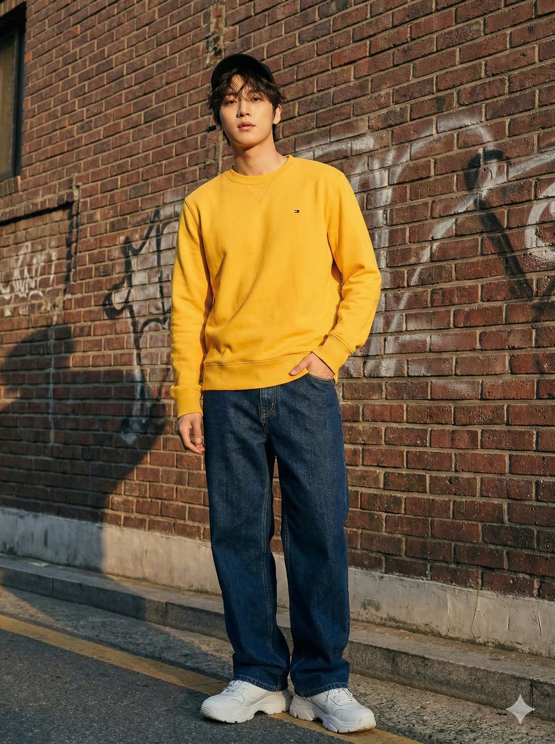 타미힐피거 시그니처 자수 옐로우 맨투맨 상품이미지1