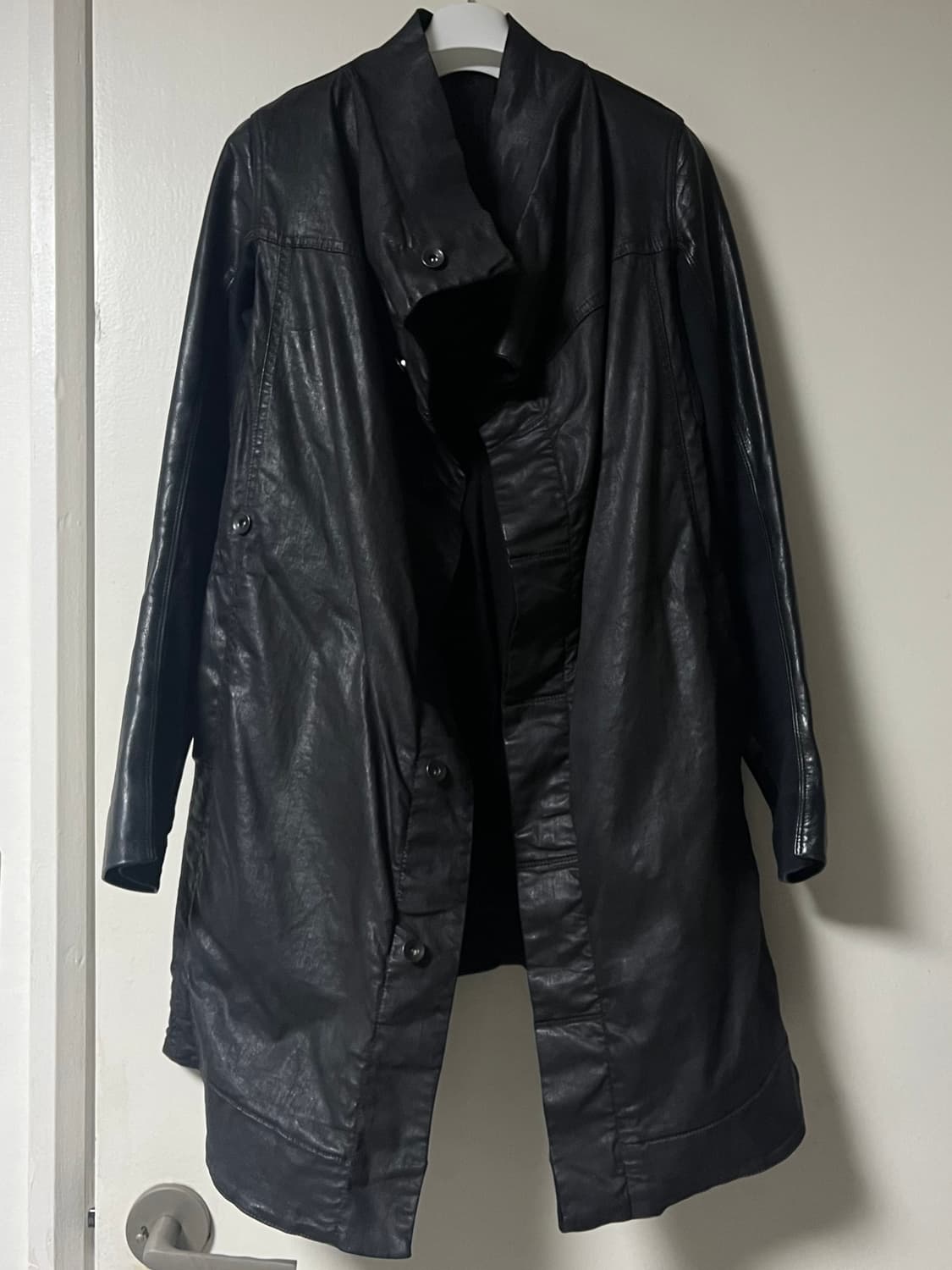 Rick Owens black waxed leather jacket 상품이미지1
