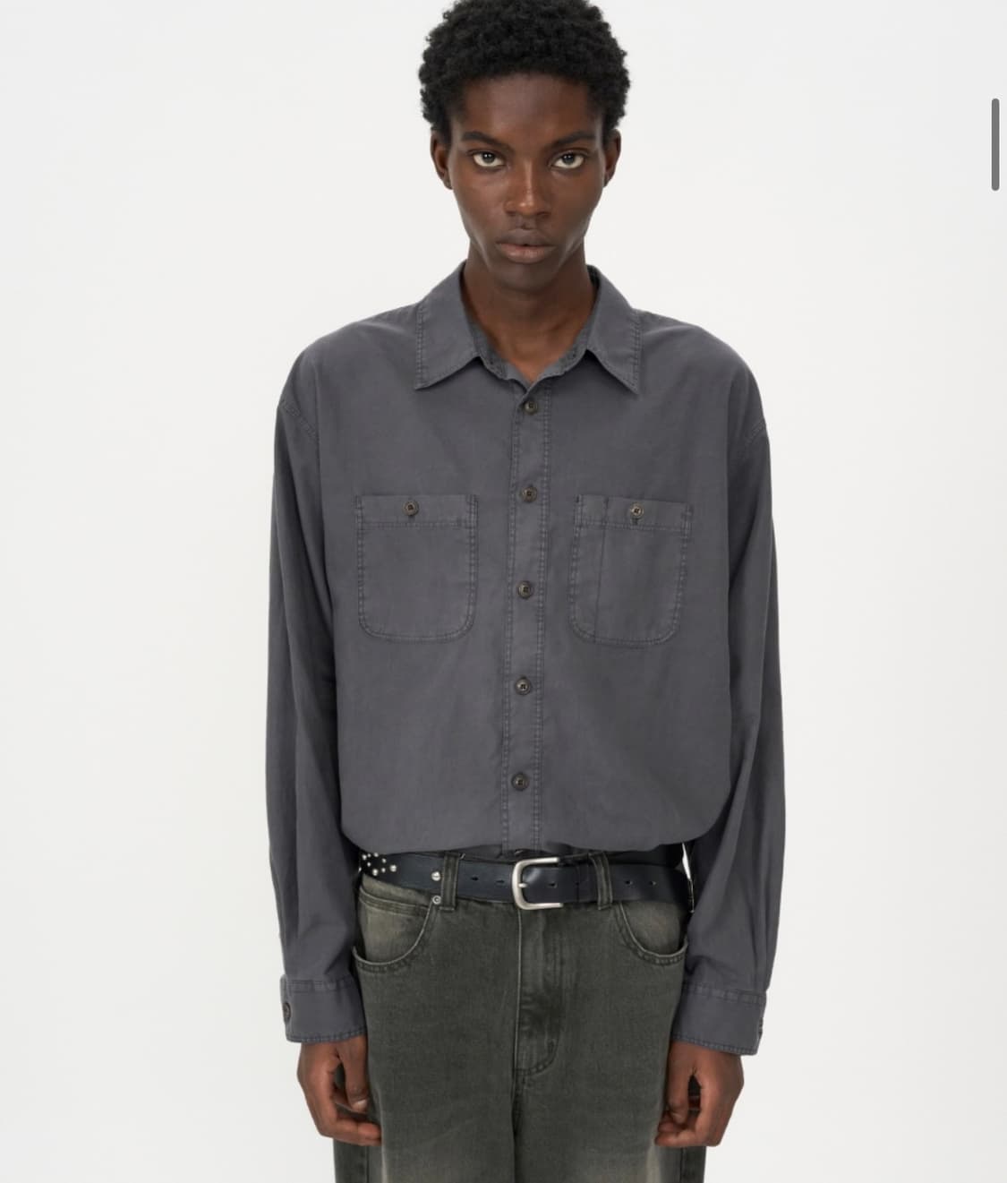 인사일런스 가먼트다잉 워크 셔츠 CHARCOAL L사이즈 상품이미지3