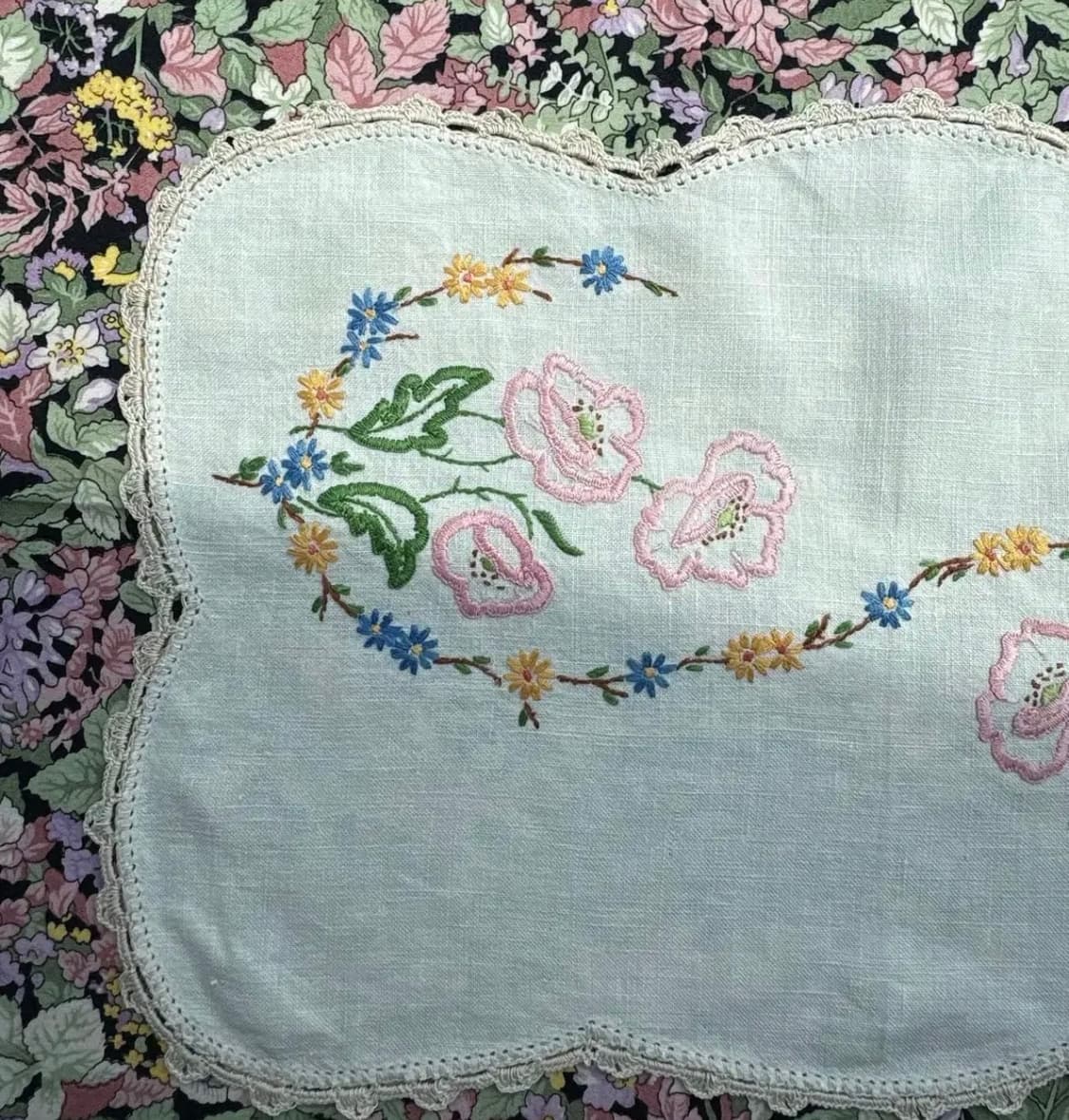 빈티지 리넨 손자수 티매트 상품이미지3