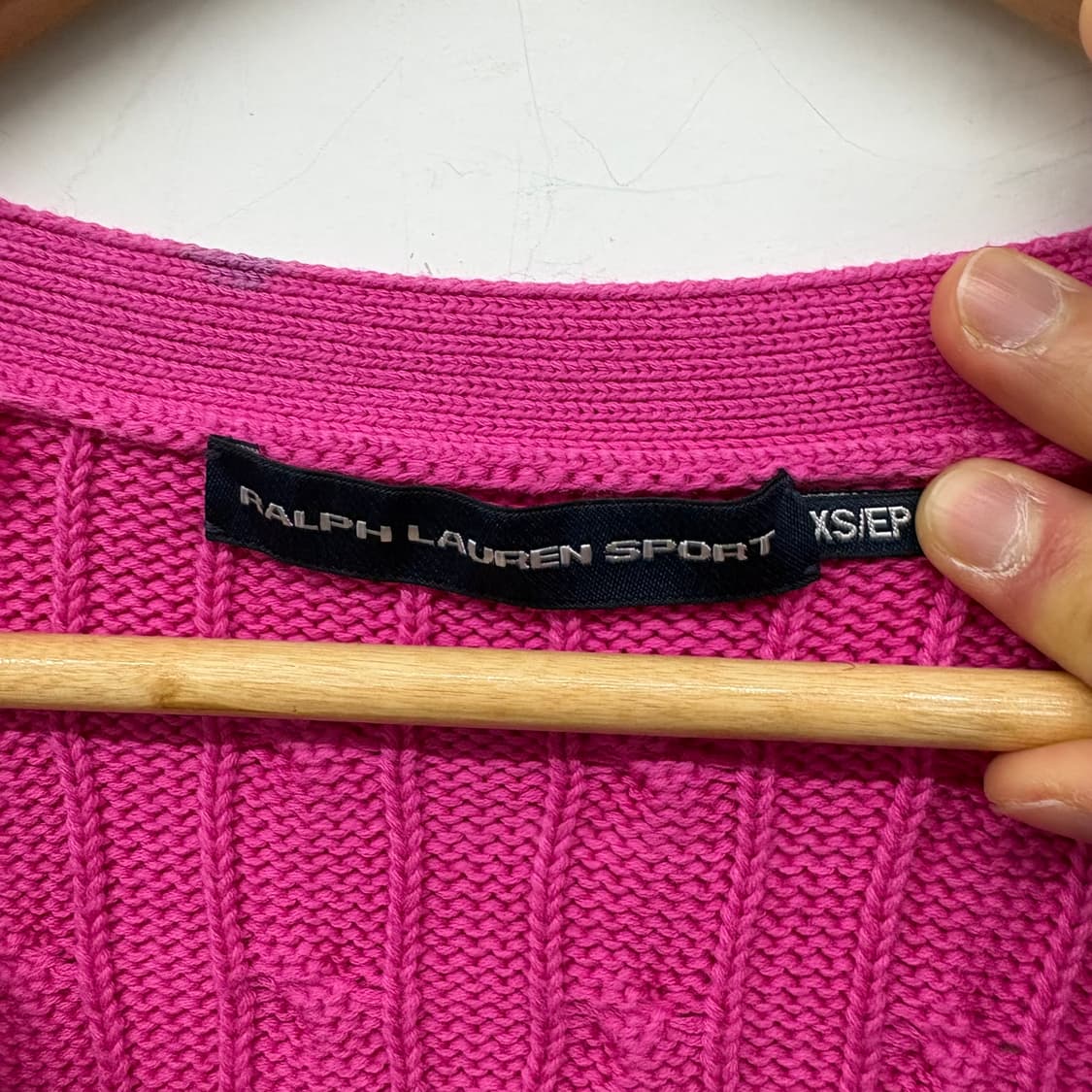 폴로 랄프로렌 핑크 꽈배기 가디건 여/XS 상품이미지3