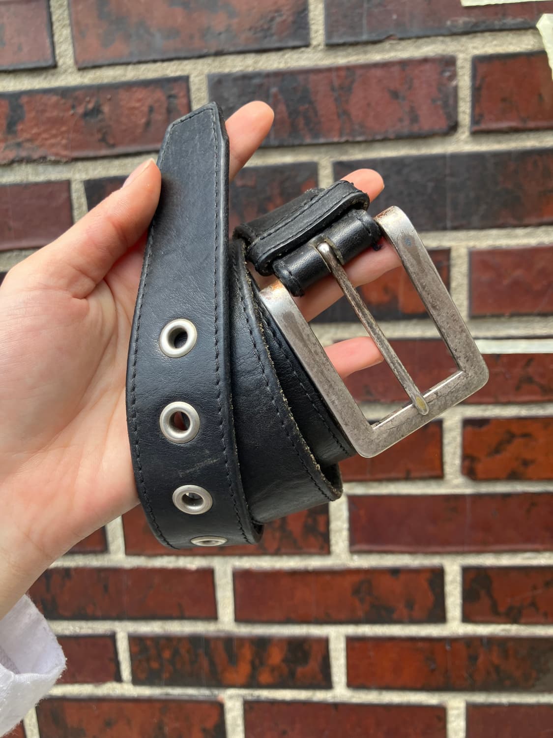 GAP 펀칭 스퀘어 블랙 레더 벨트 상품이미지1