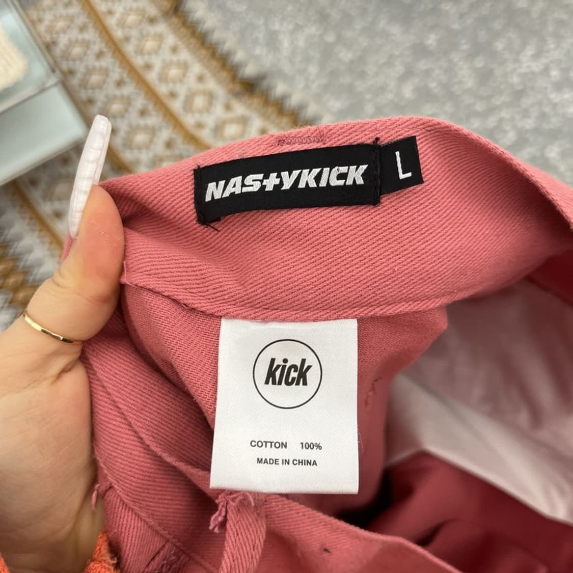 네스티킥 빈티지 스트릿 Y2K 딸기우유 코랄 카고팬츠 L C10723 상품이미지5