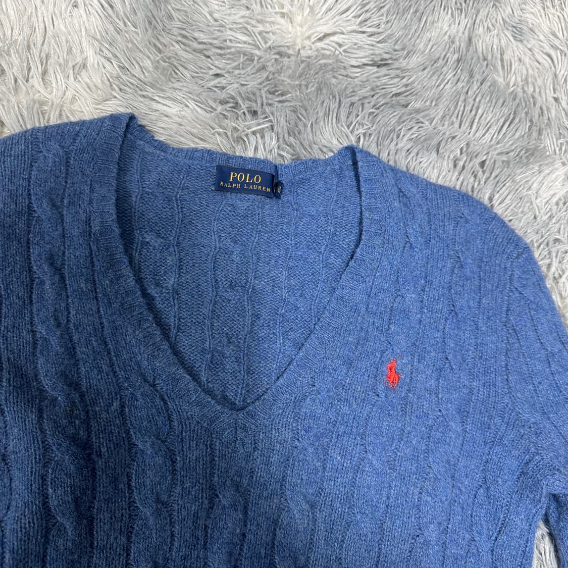 폴로 울 캐시미어 케이블브이넥니트 여성 M사이즈 상품이미지2