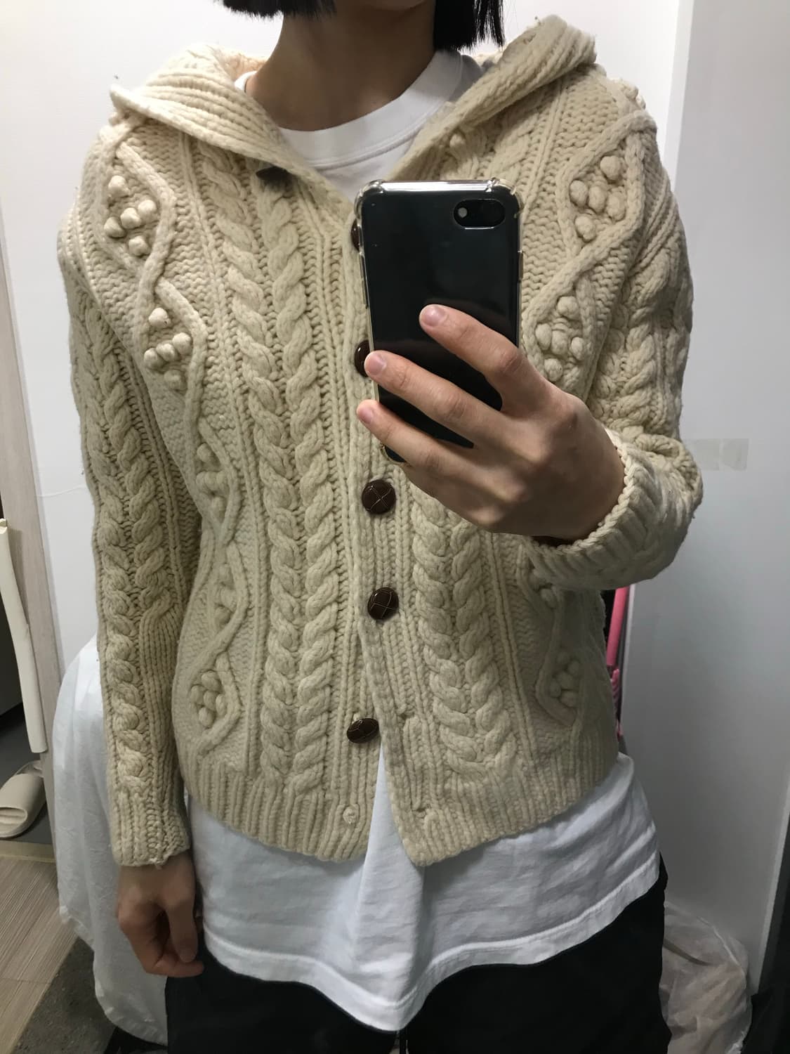 빈티지 폼폼 후드니트가디건 상품이미지7