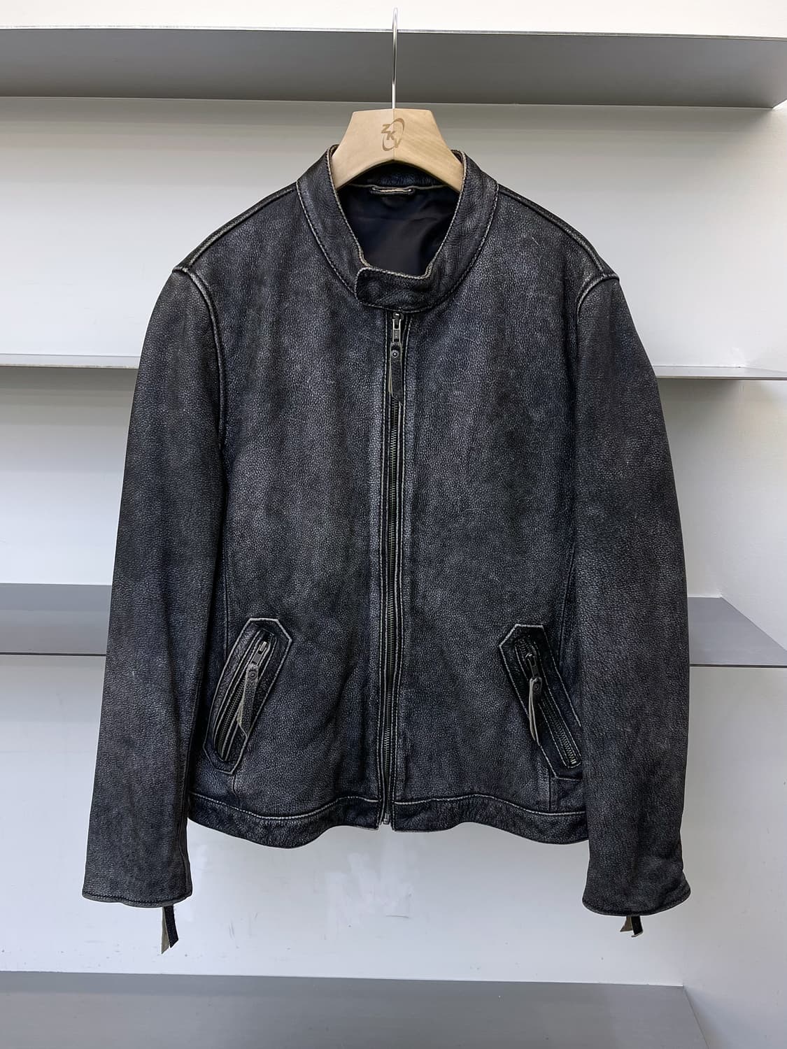 어반 바론 스톤 워싱 바이커 레더 자켓 상품이미지1