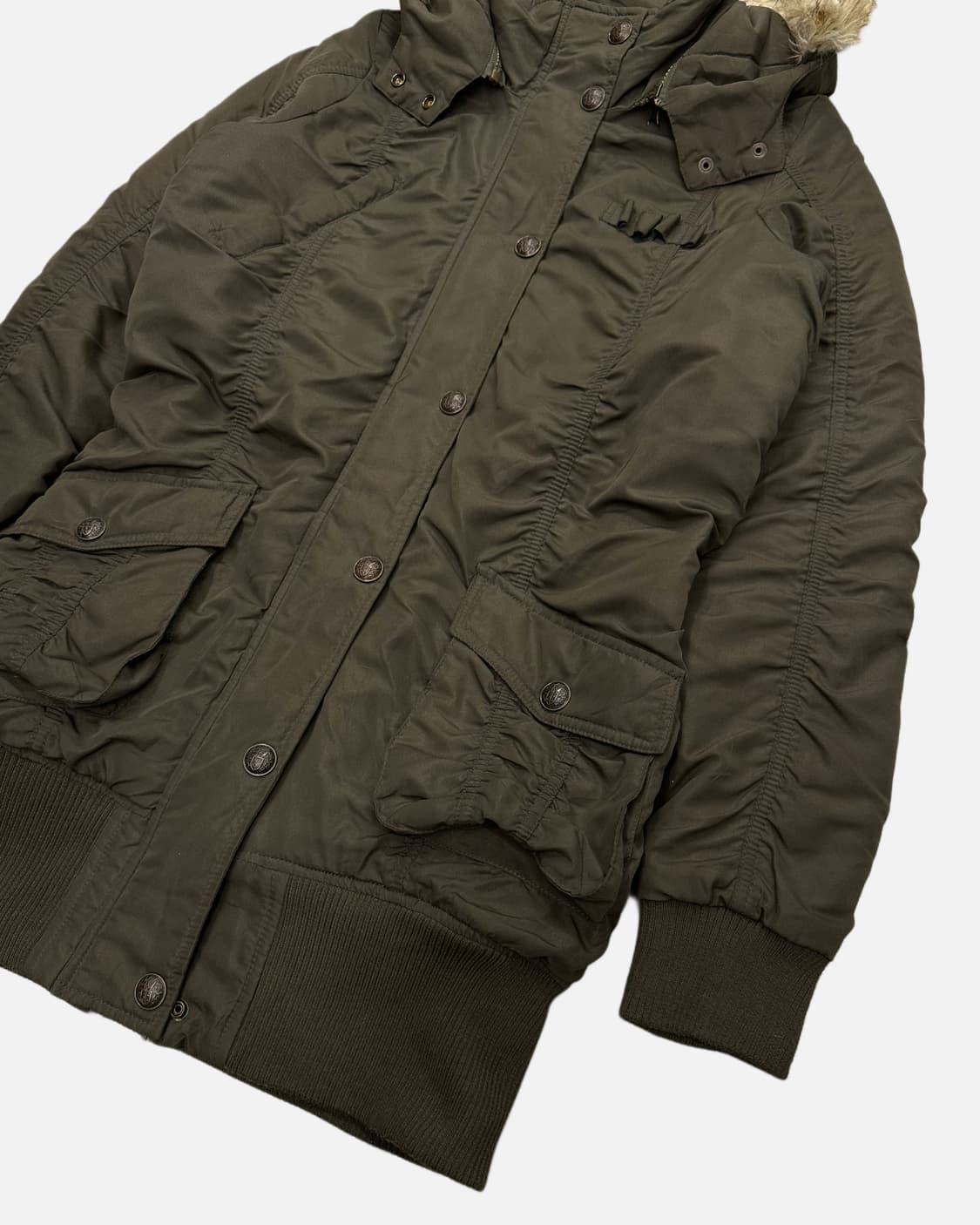 khaki pocket fur hood jumper 상품이미지3