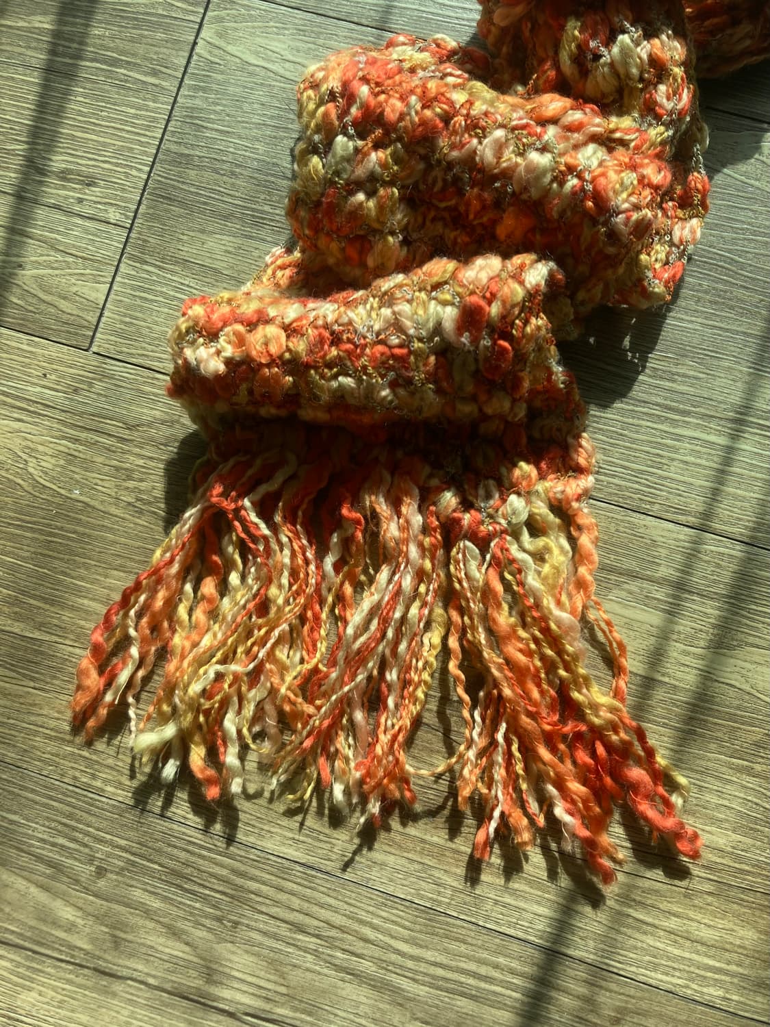 하구미룩 모리걸 오렌지 감귤 뜨개 짜임 머플러 목도리  상품이미지2