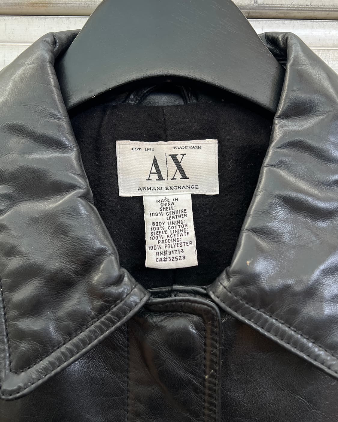 [L] 90s 아르마니 익스체인지 레더 카코트 상품이미지2