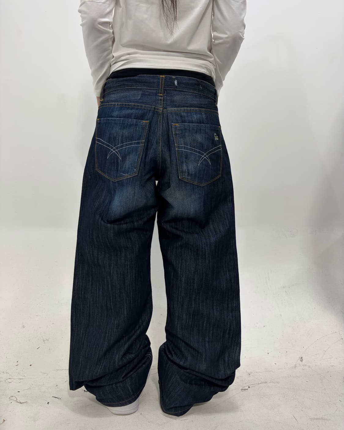 90s 빈티지 악어패치 캣워싱 와이드팬츠 상품이미지2