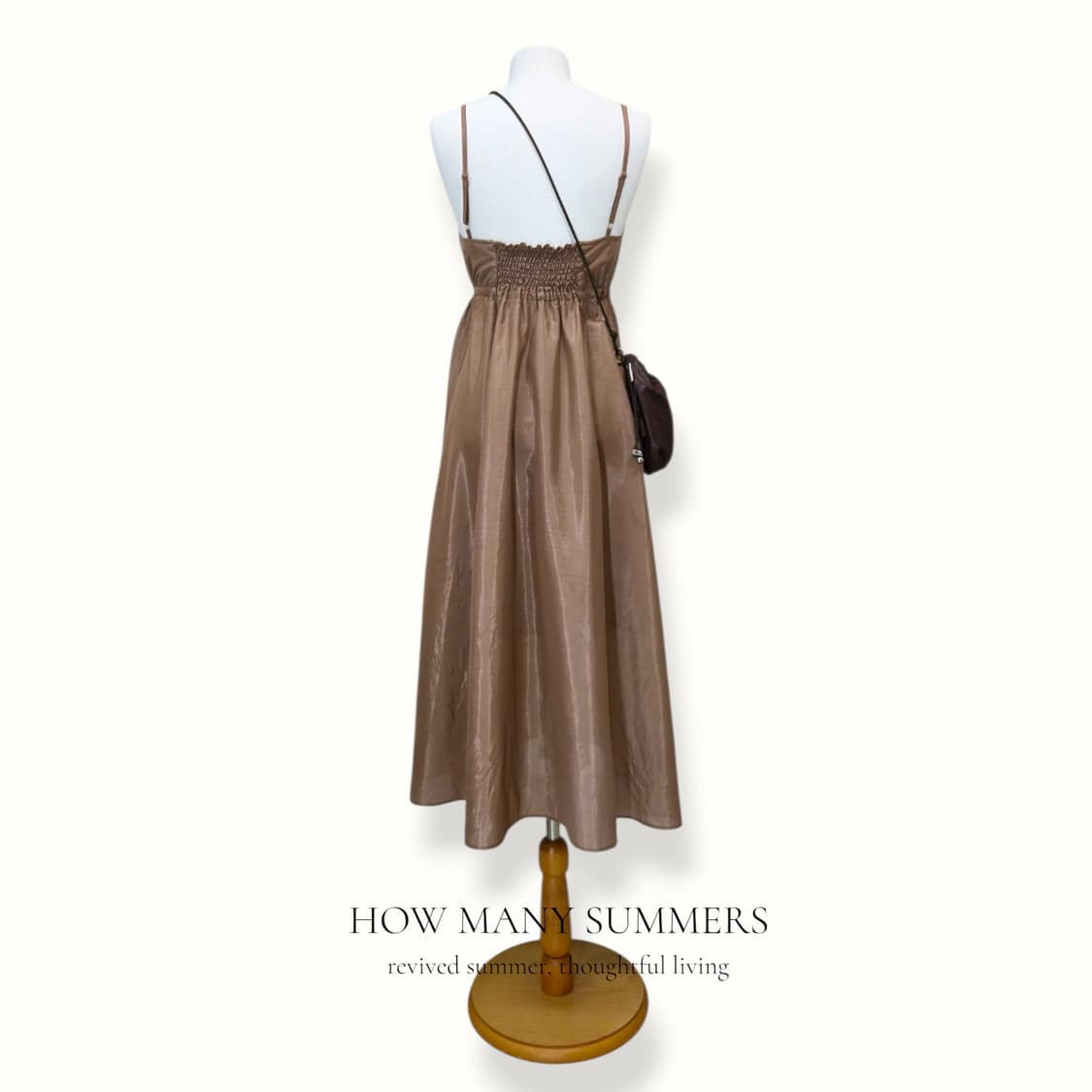 새틴 롱 원피스 M 브라운 나시 뷔스티에 브이넥 상품이미지3