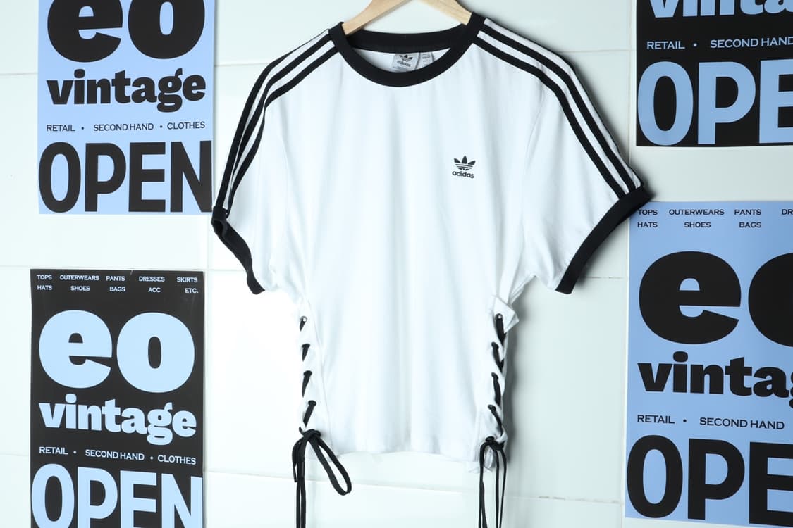 W(L-XL) 아디다스 반팔 티셔츠 불꽃 흰검 링거 셔링-H31853 상품이미지2