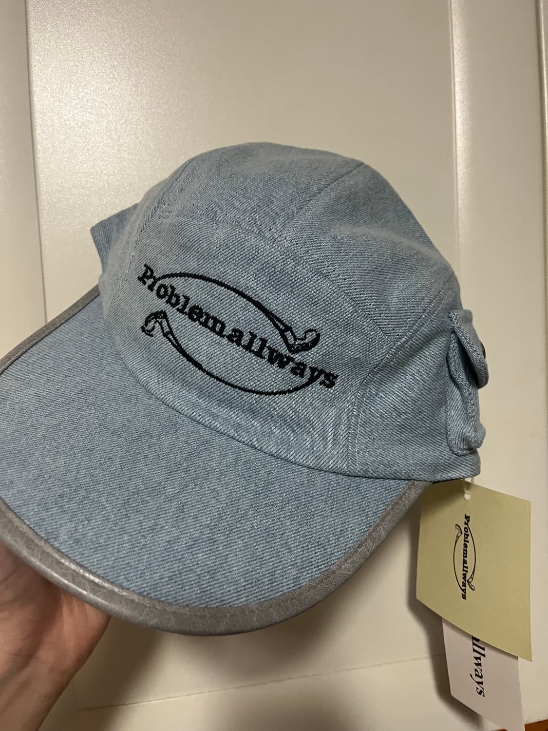 Logo denim pocket camp cap (skyblue) 상품이미지3