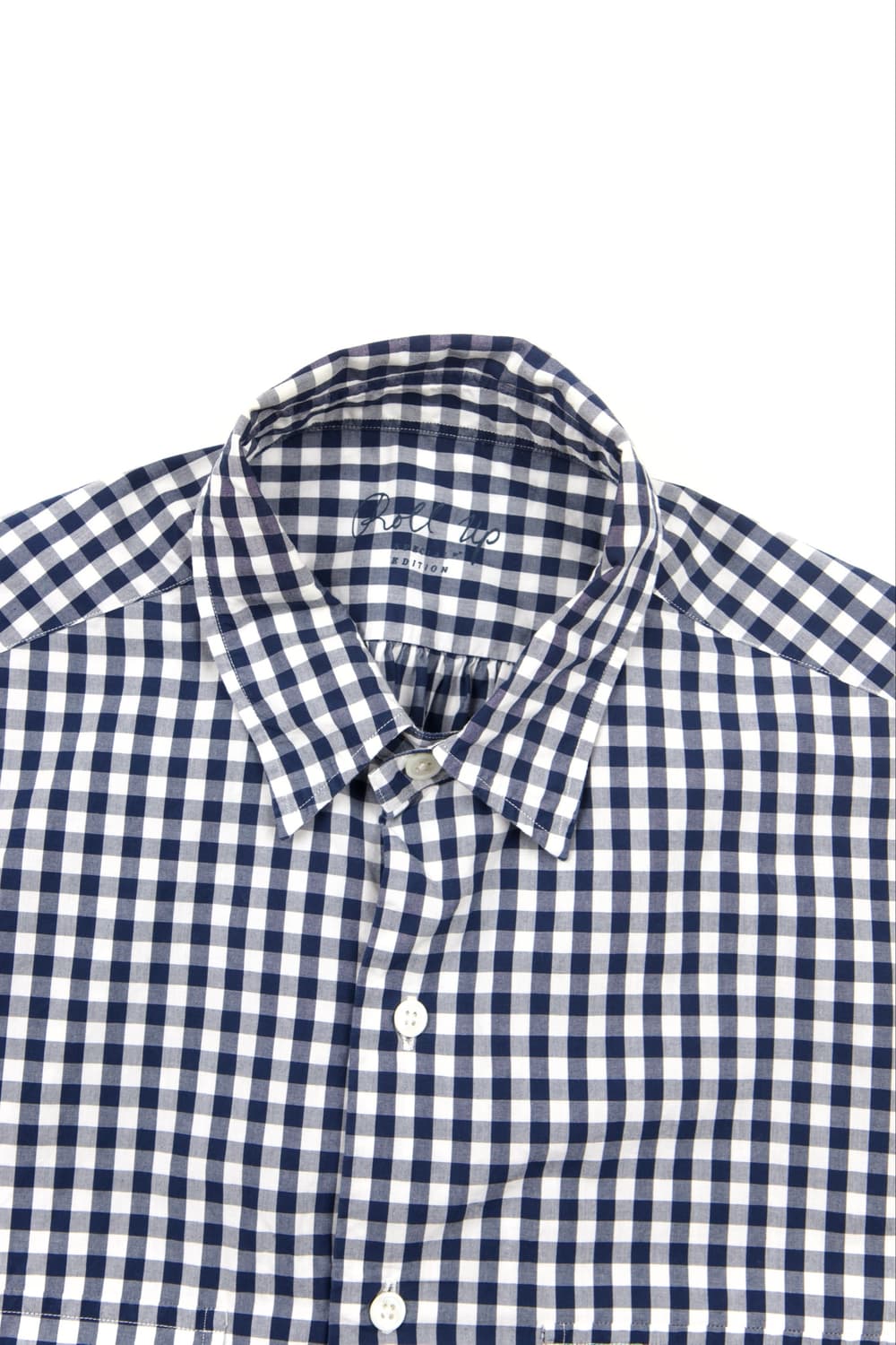PORTER CLASSIC 롤업 깅엄 체크 셔츠 네이비 스페셜에디션  상품이미지3