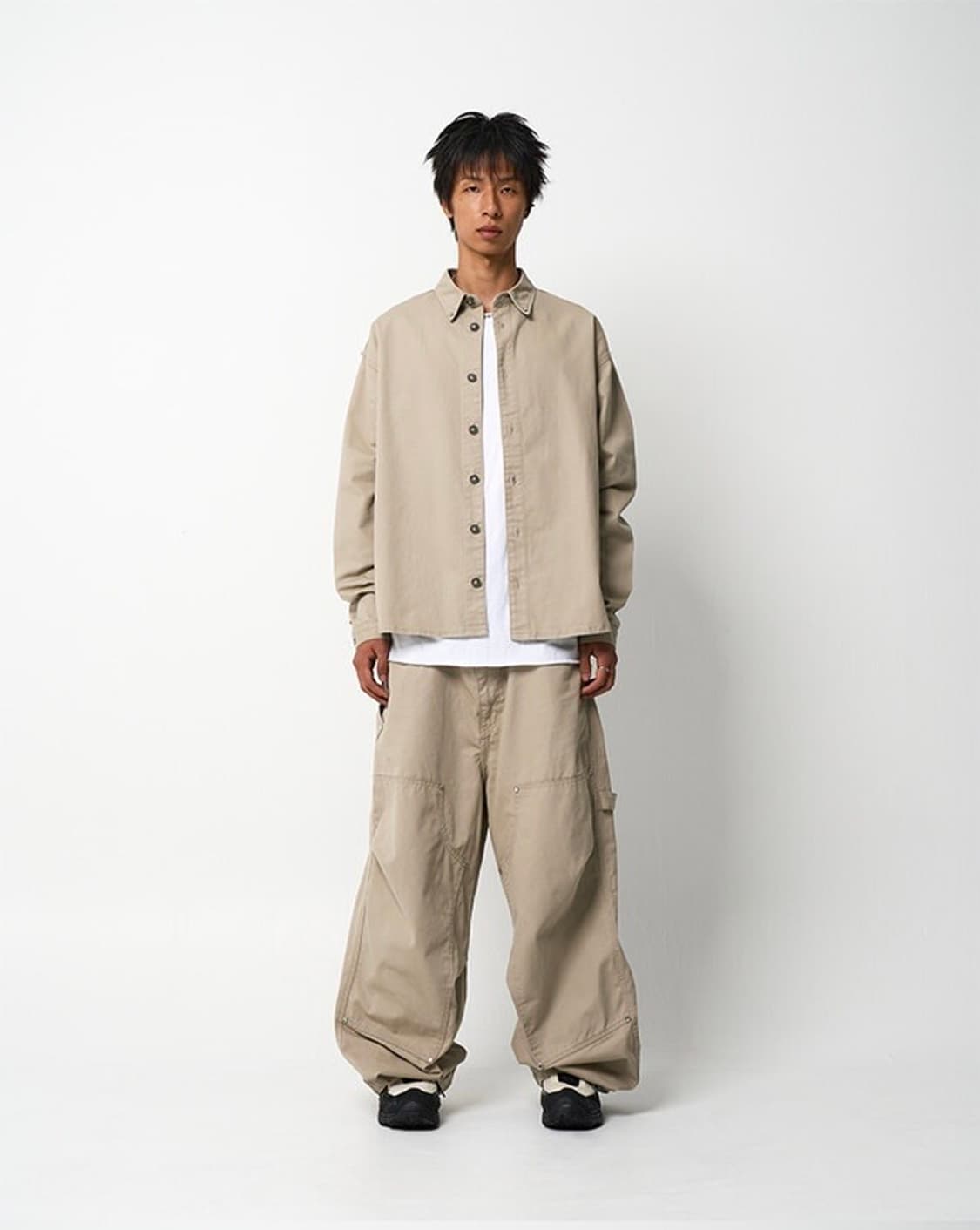 [2] 9999아카이브 쥬얼리 리벳 더블니 팬츠 베이지 상품이미지2