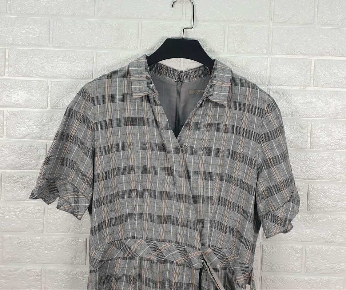 [66]BCBG 린넨 체크 원피스 상품이미지4