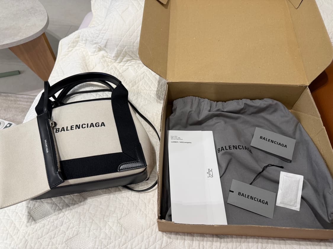 발렌시아가 NAVY CABAS SMALL CANVAS TOTE BAG 3 상품이미지1